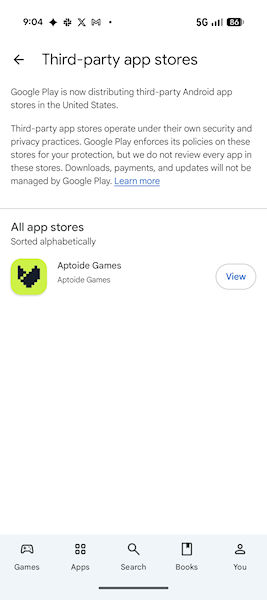 Google Play Store: estreia das lojas de terceiros, Aptoide
