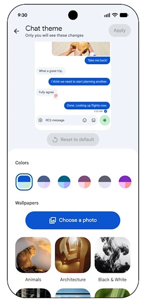 Android, Google Mensagens com personalizações e temas