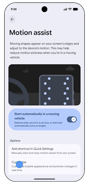 Android Motion Assist (Assistência de movimento)