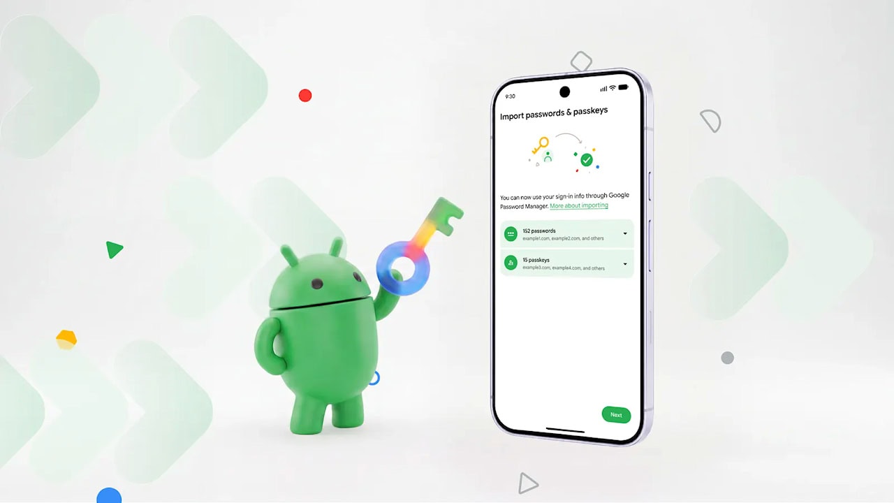 Android, transferência de senhas e chaves de acesso para outros aplicativos