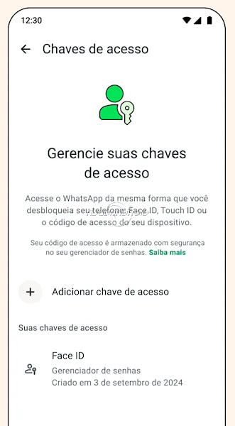 WhatsApp melhorias de segurança de setembro de 2026, chave de acesso possui adicional