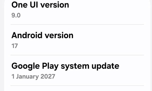 Galaxy S26 Ultra, Atualização do sistema do Google Play errada 1 de janeiro de 2026