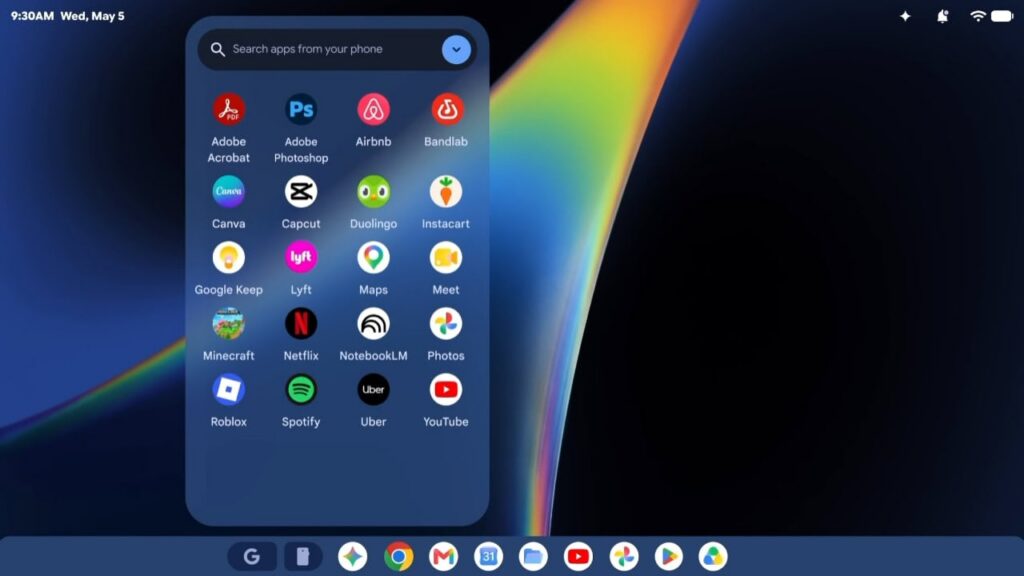 Googlebook aplicativos do telefone Android